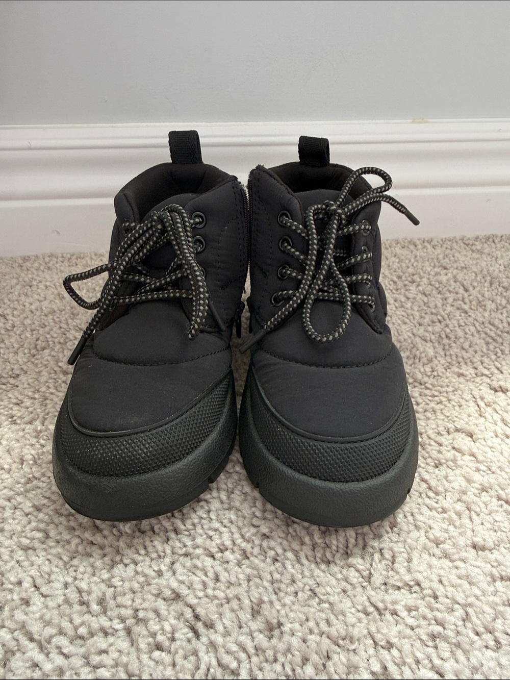 Zara Kids Black Ankle Lace-Up Boots